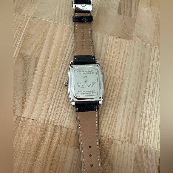 Vicence ladies Milor Sterling silver black leather dress watch NEW BATTERY main image 9